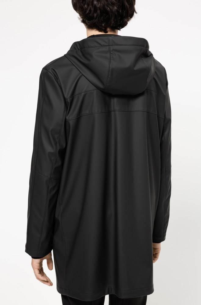 Hugo Boss Vann-repellent hooded raincoat Svarte | RrcXT8vC