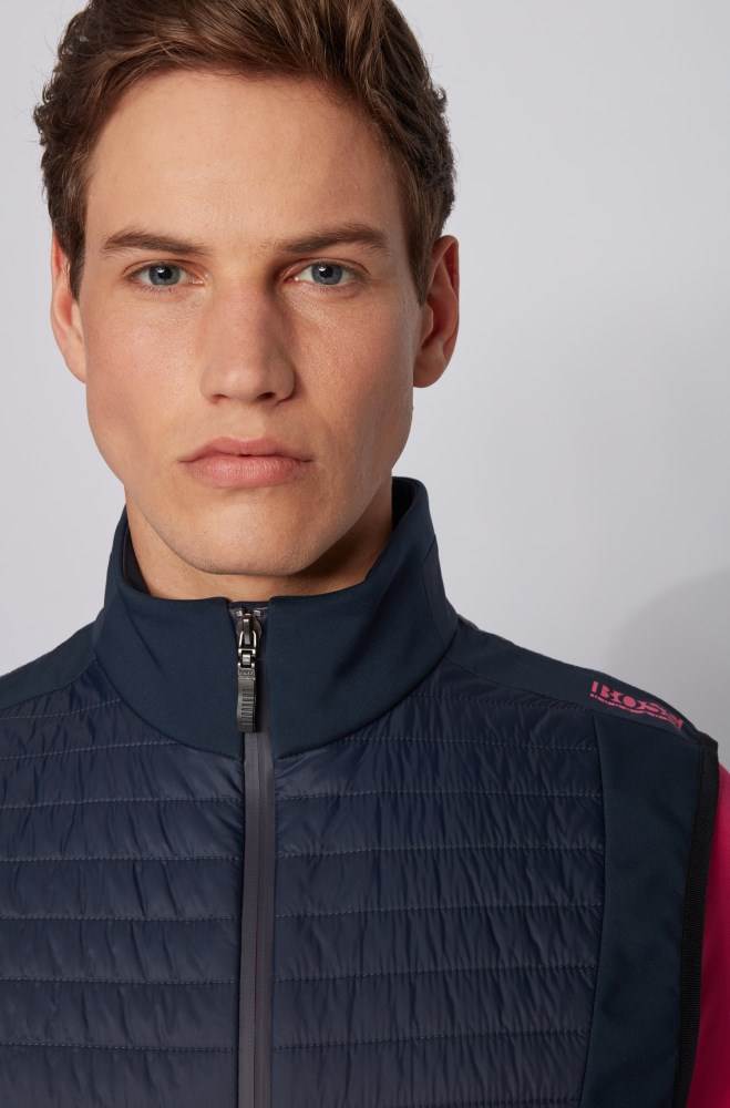 Hugo Boss Vann-repellent lightweight gilet Mørke Blå | rh73qpcG