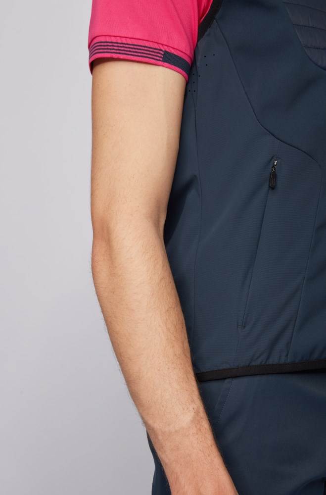 Hugo Boss Vann-repellent lightweight gilet Mørke Blå | rh73qpcG