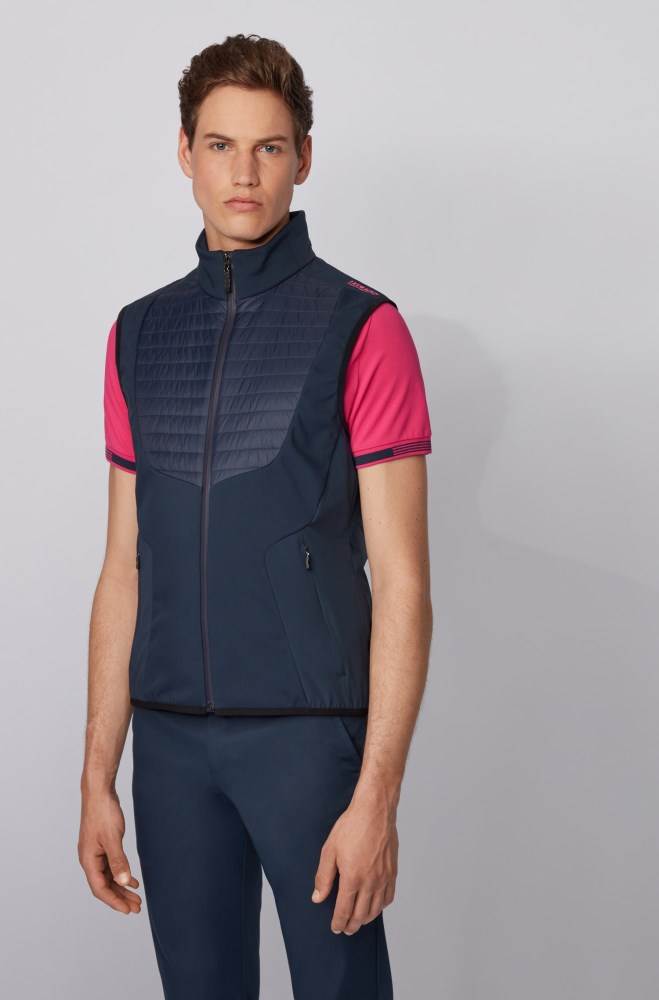 Hugo Boss Vann-repellent lightweight gilet Mørke Blå | rh73qpcG