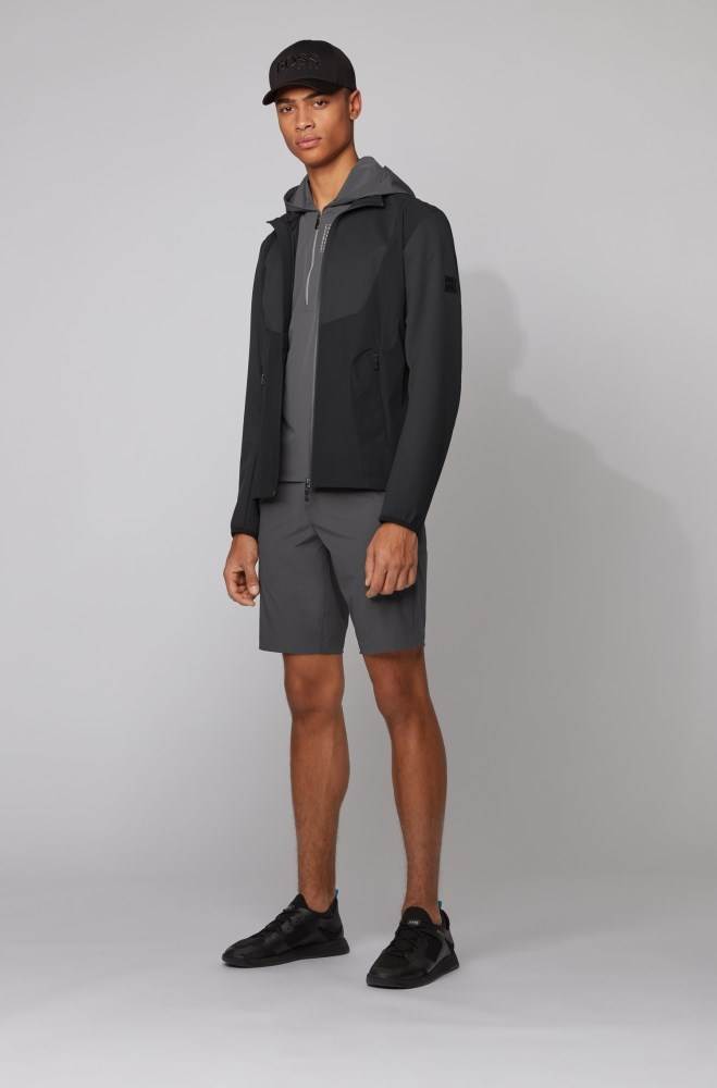 Hugo Boss Vann-repellent packable jacket Svarte | Stgo1aKm