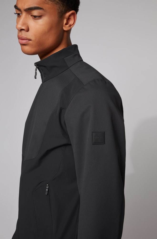 Hugo Boss Vann-repellent packable jacket Svarte | Stgo1aKm