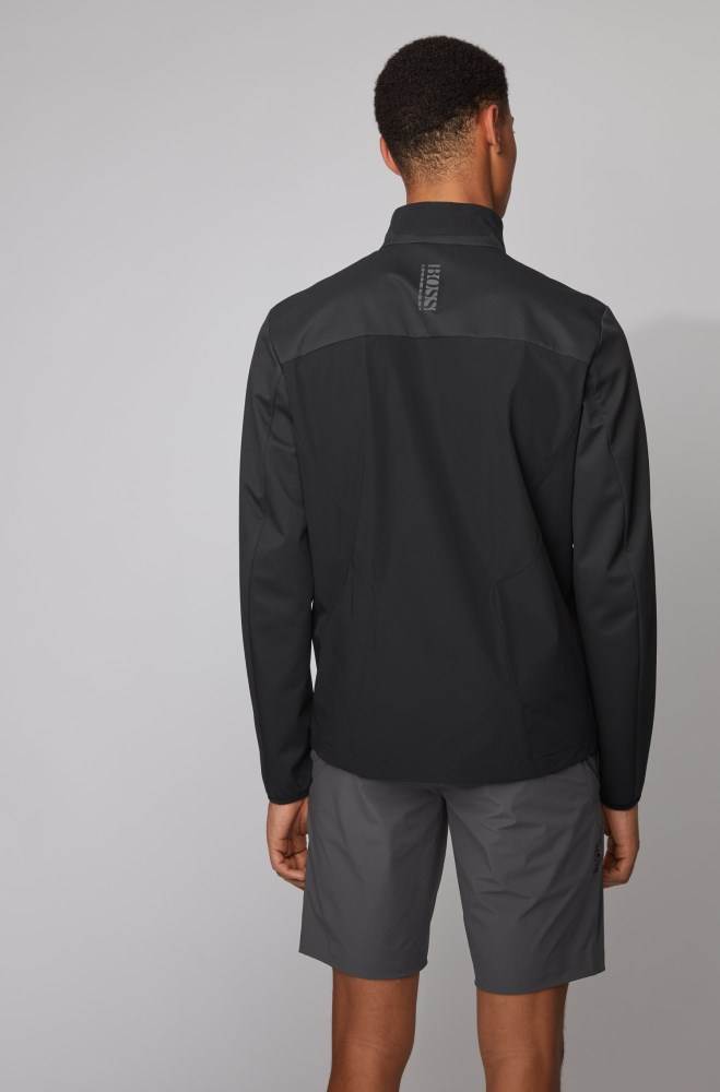 Hugo Boss Vann-repellent packable jacket Svarte | Stgo1aKm