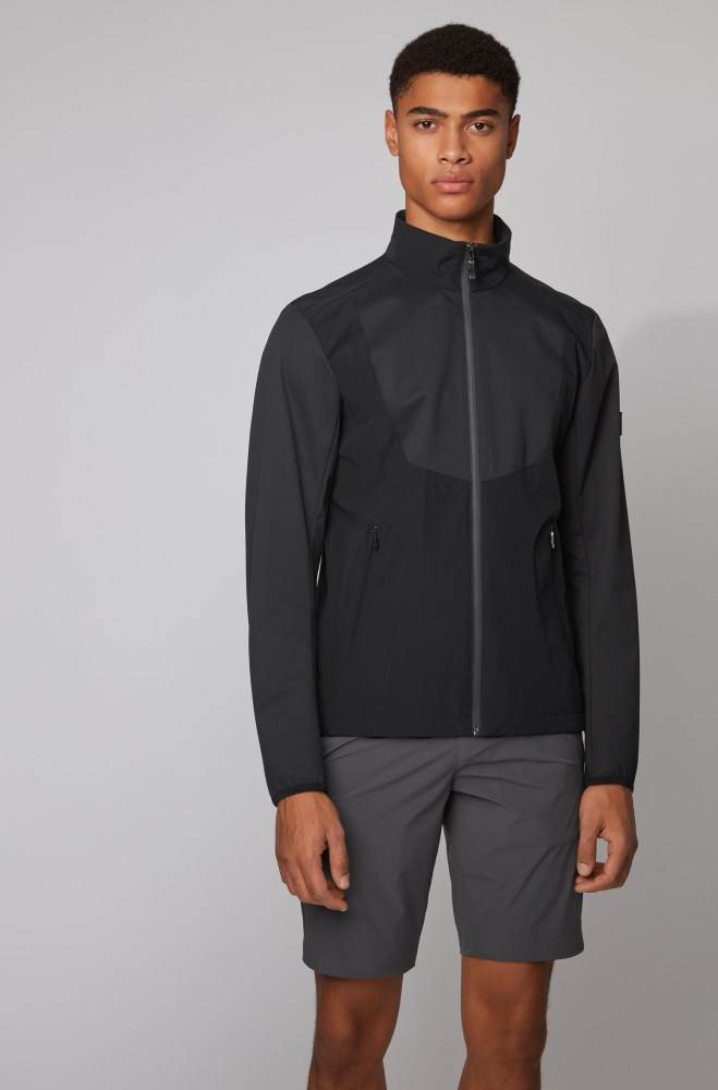 Hugo Boss Vann-repellent packable jacket Svarte | Stgo1aKm