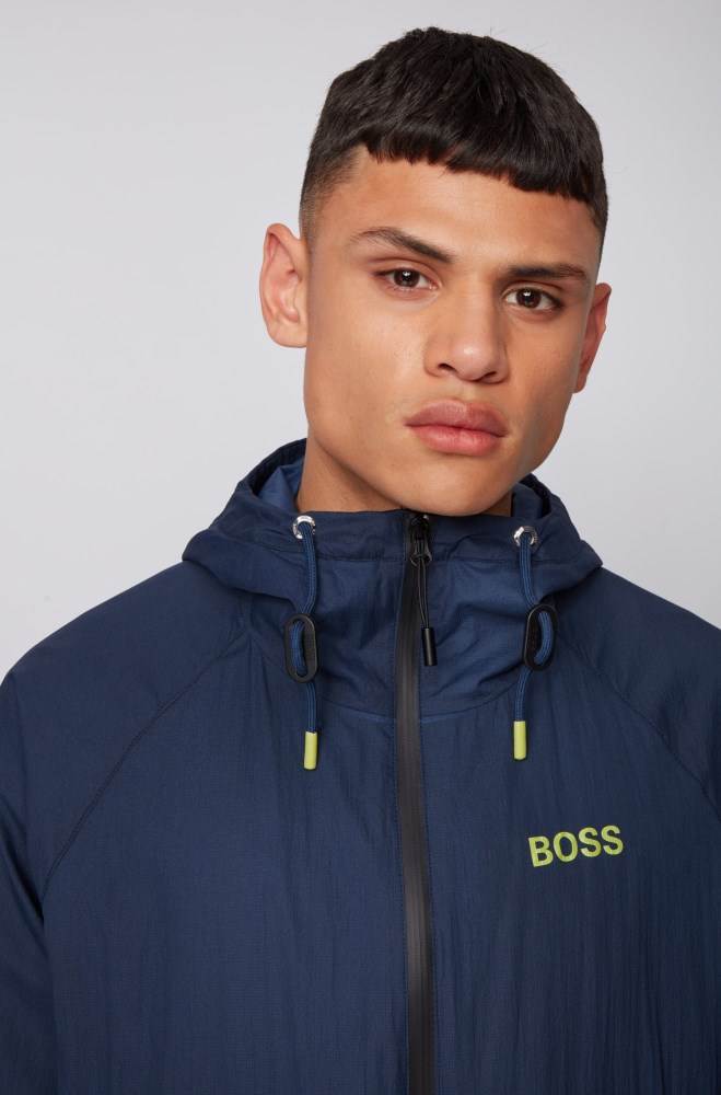 Hugo Boss Vann-repellent windbreaker jacket Mørke Blå | 0acmWhSu