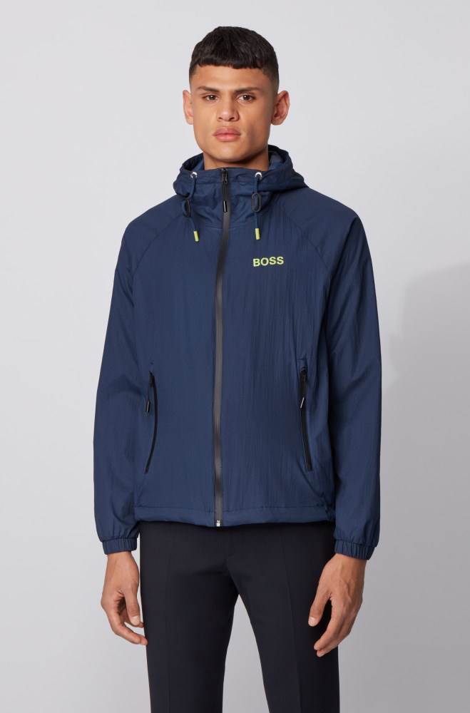 Hugo Boss Vann-repellent windbreaker jacket Mørke Blå | 0acmWhSu