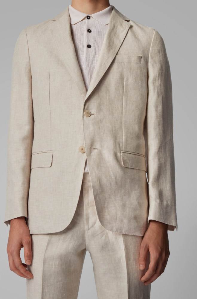 Hugo Boss Vegan slim-fit suit Lyse Beige | 630jXDWz