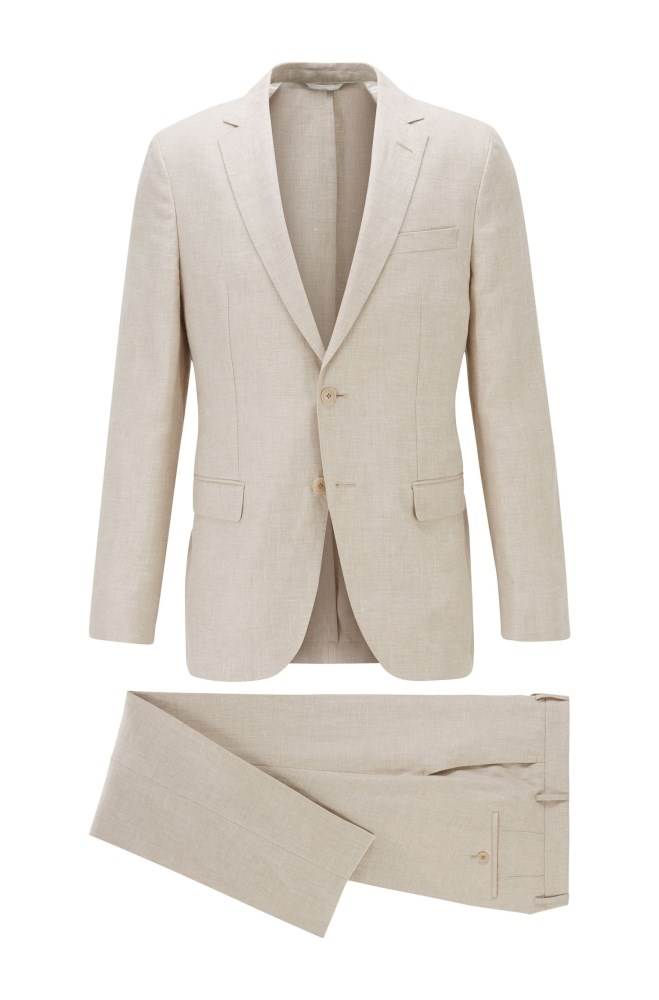 Hugo Boss Vegan slim-fit suit Lyse Beige | 630jXDWz