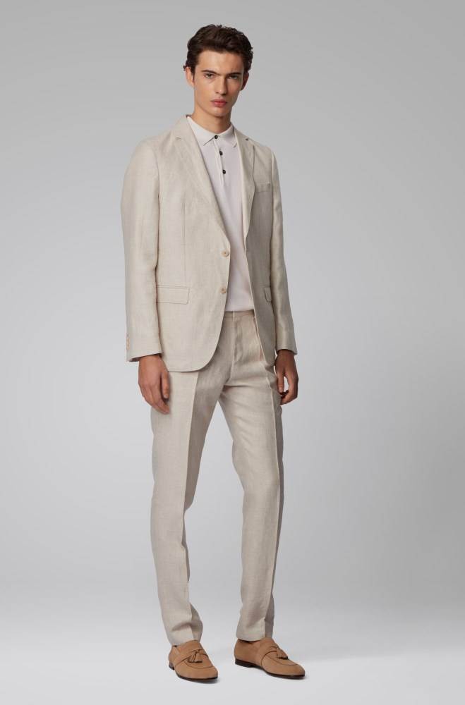 Hugo Boss Vegan slim-fit suit Lyse Beige | 630jXDWz