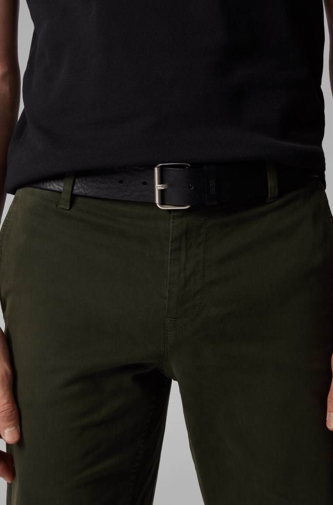 Hugo Boss Vegetable-tanned leather belt Svarte | r4vuvqre