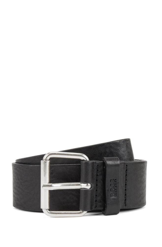 Hugo Boss Vegetable-tanned leather belt Svarte | r4vuvqre