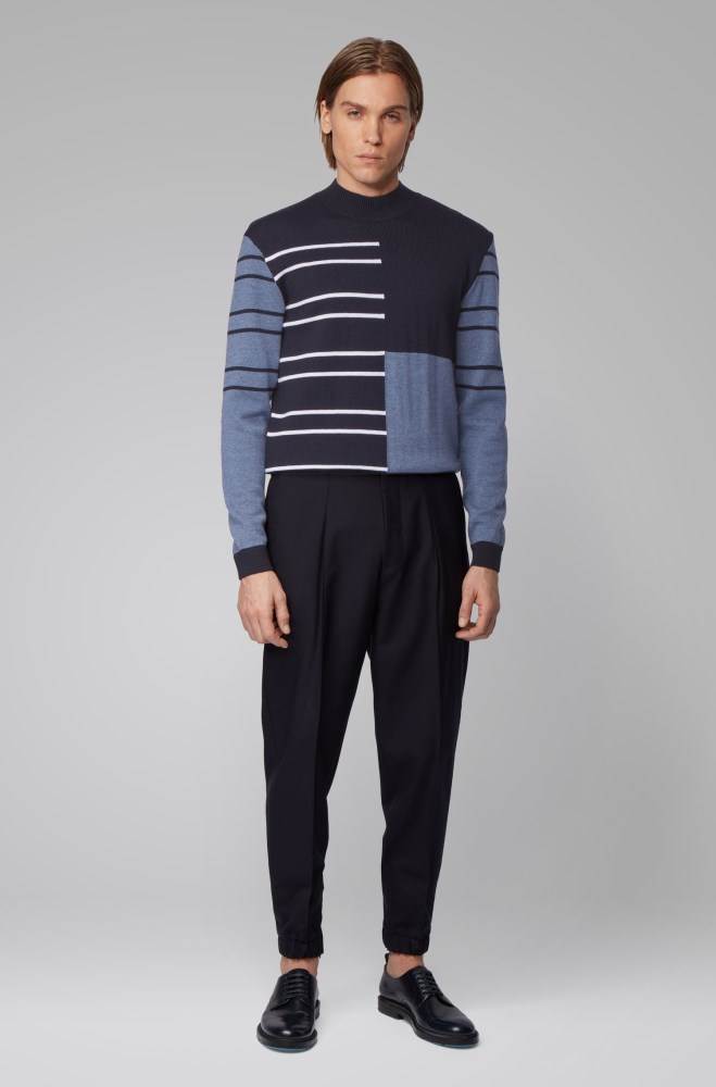 Hugo Boss Virgin-wool sweater Mørke Blå | fC4oPl5M