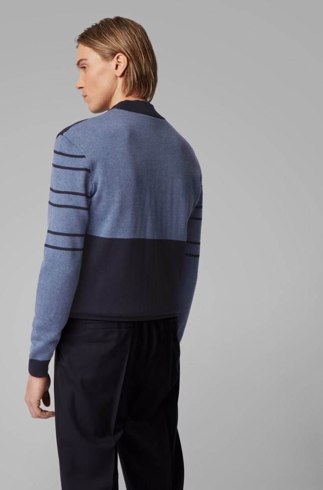 Hugo Boss Virgin-wool sweater Mørke Blå | fC4oPl5M