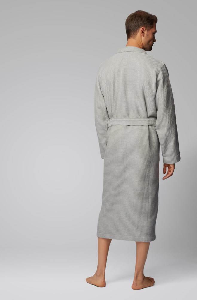 Hugo Boss Waffle-structured dressing gown Grå | 9t13B2tM