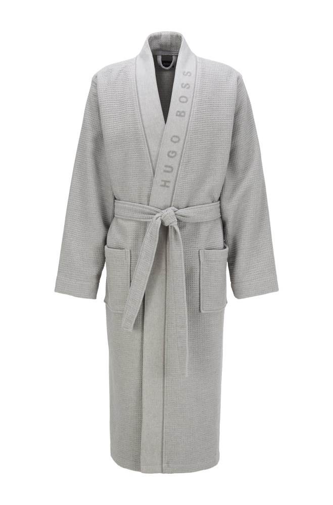 Hugo Boss Waffle-structured dressing gown Grå | cX61G0ou