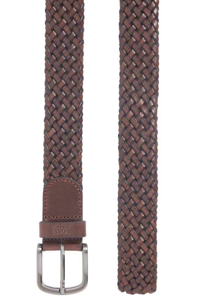 Hugo Boss Woven-leather belt Mørke Brune | tfY3HYBI