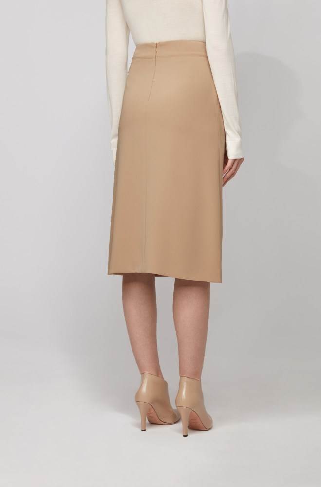 Hugo Boss Wrap-front pencil skirt Beige | LJdm6MYG