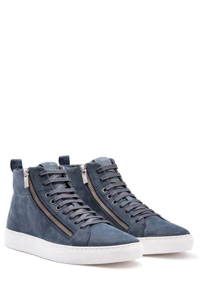 Hugo Boss Zip-detail high-top trainers Mørke Blå | gcDbzUc2