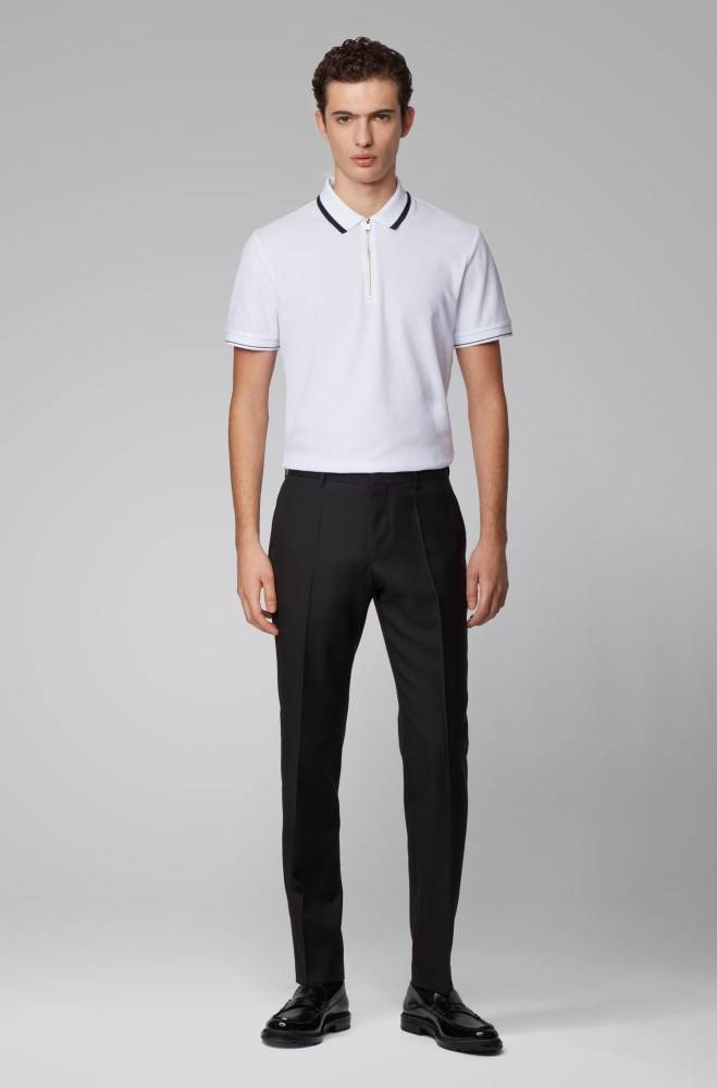 Hugo Boss Zip-neck polo shirt Hvite | bepbXHCV