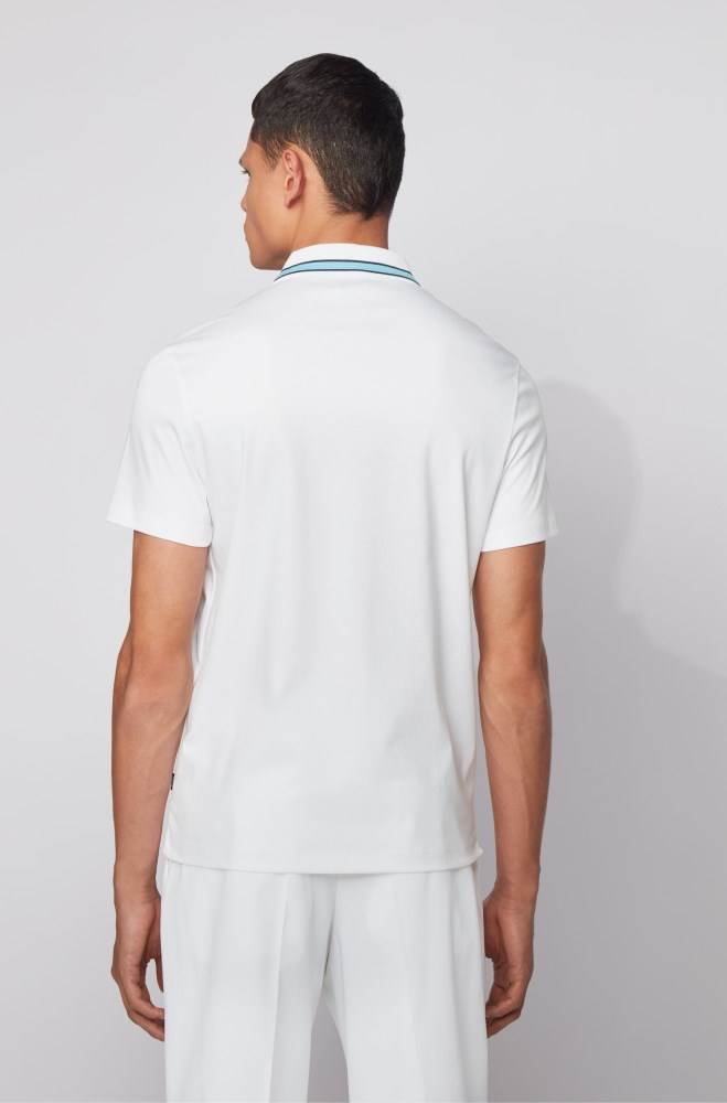 Hugo Boss Zip-neck polo shirt Hvite | m1azD5qv