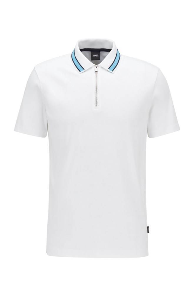 Hugo Boss Zip-neck polo shirt Hvite | m1azD5qv