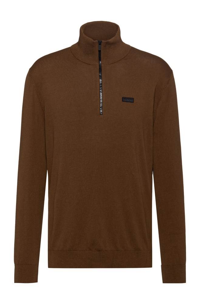 Hugo Boss Zip-neck sweater Brune | j1Nti4W4