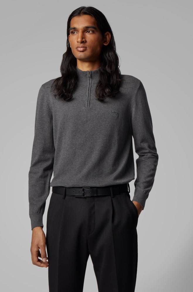 Hugo Boss Zip-neck sweater Grå | RiQyQhjQ