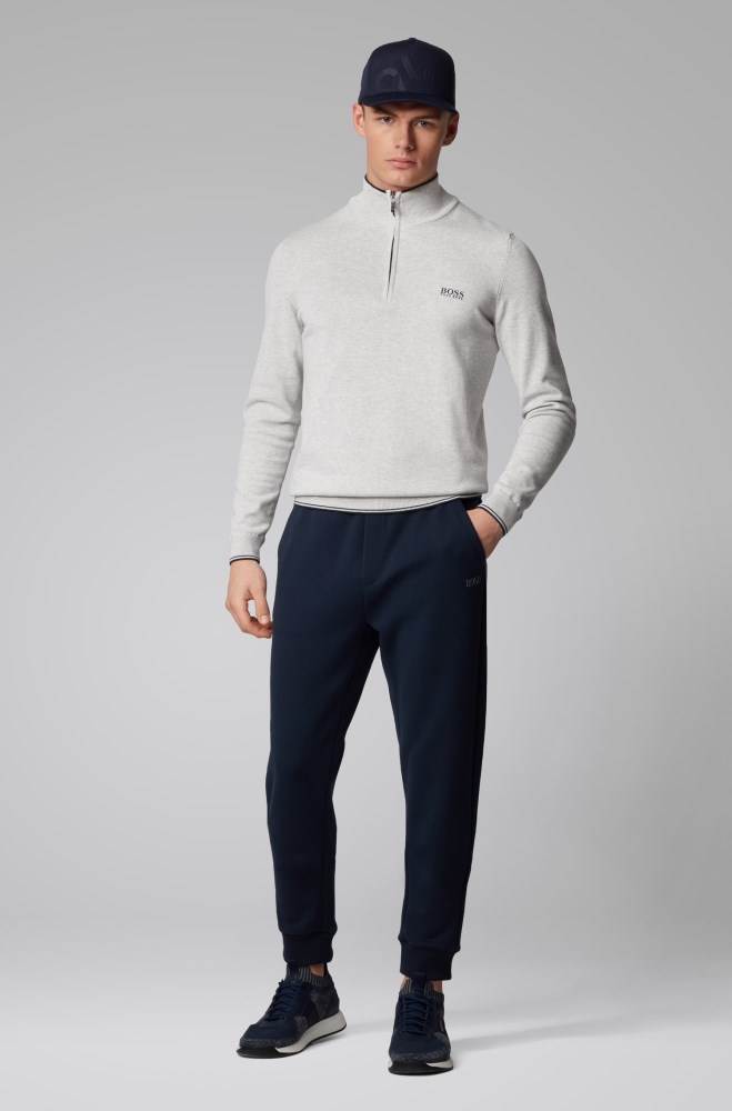 Hugo Boss Zip-neck sweater Lyse Grå | SCihq78j