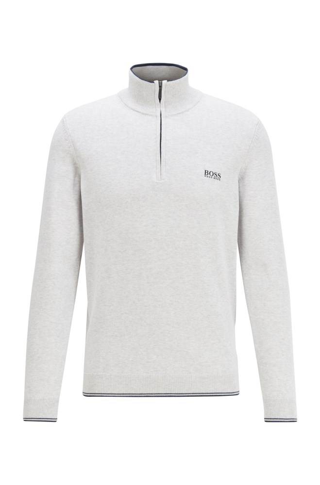 Hugo Boss Zip-neck sweater Lyse Grå | SCihq78j