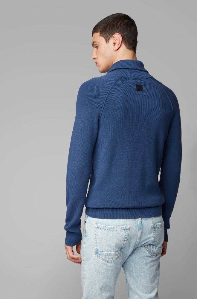 Hugo Boss Zip-neck sweater Mørke Blå | Cc8HJVbu