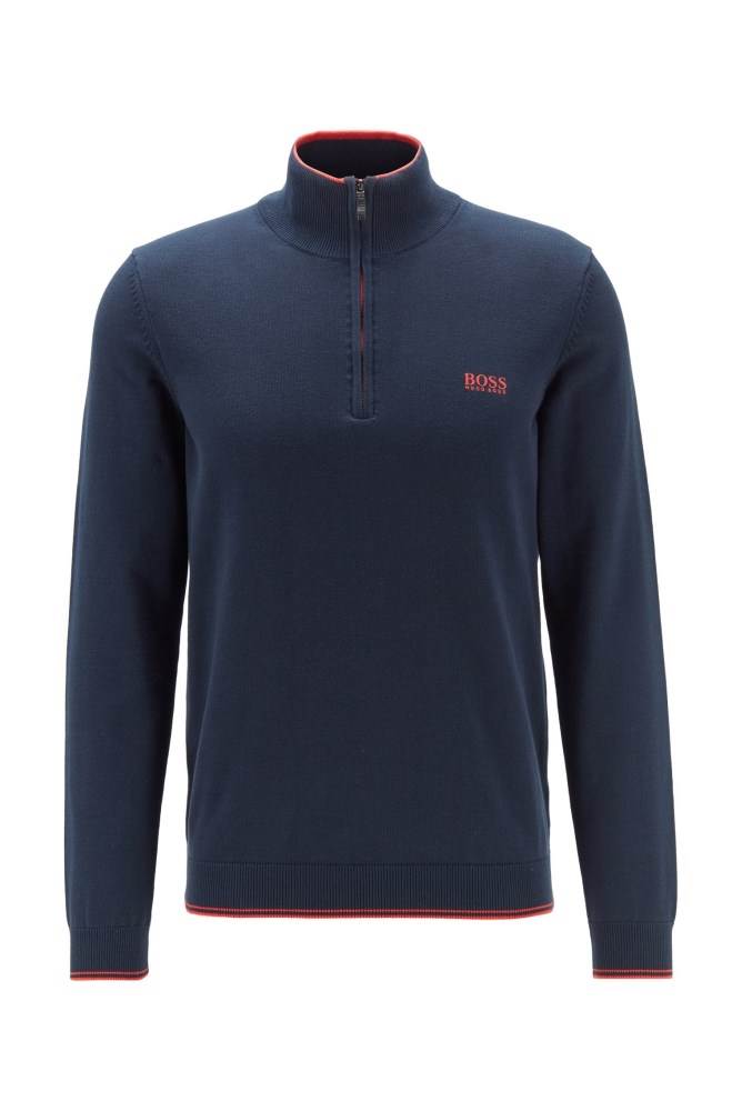 Hugo Boss Zip-neck sweater Mørke Blå | N9UlrFNz