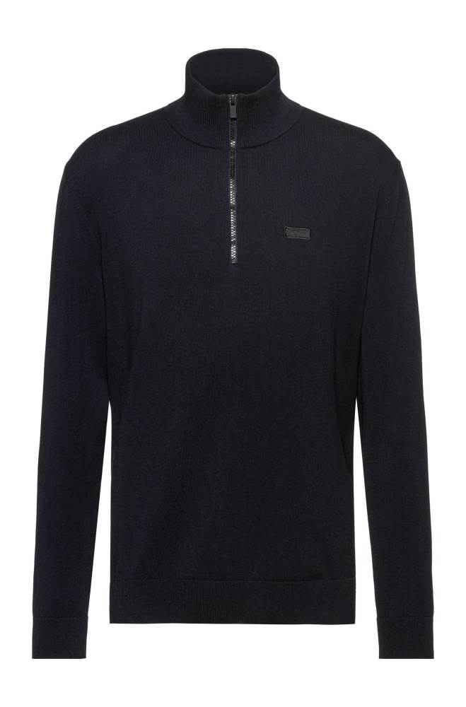 Hugo Boss Zip-neck sweater Mørke Blå | p1NWTv4r