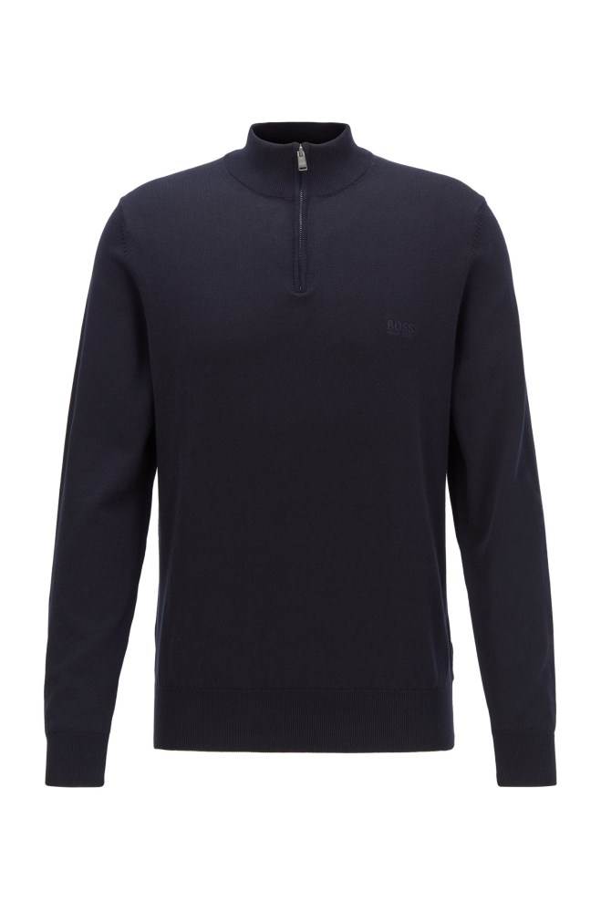 Hugo Boss Zip-neck sweater Mørke Blå | snZtHKRv