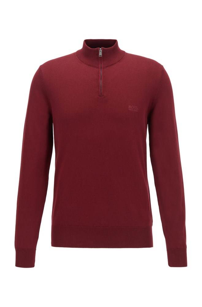 Hugo Boss Zip-neck sweater Mørke Rød | VrGFGqE3