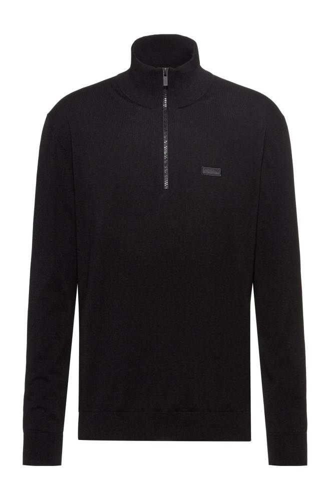 Hugo Boss Zip-neck sweater Svarte | 1etUxtAs