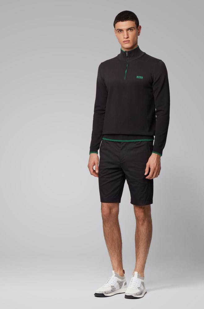 Hugo Boss Zip-neck sweater Svarte | eKY7T3JI