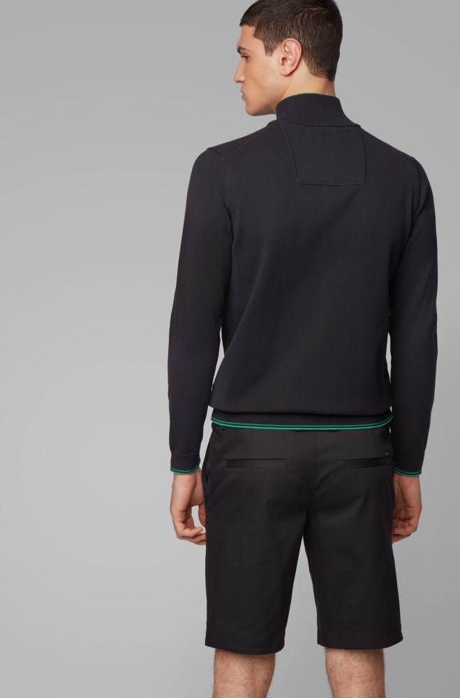 Hugo Boss Zip-neck sweater Svarte | eKY7T3JI