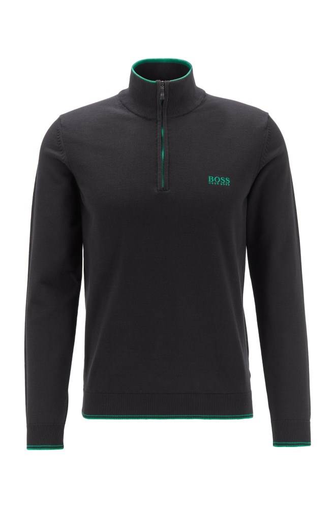 Hugo Boss Zip-neck sweater Svarte | eKY7T3JI