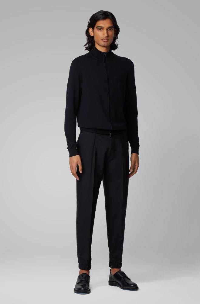 Hugo Boss Zip-through cardigan Mørke Blå | dWHm3cbo