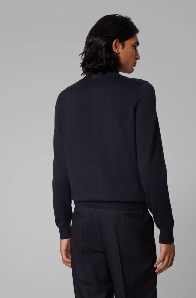 Hugo Boss Zip-through cardigan Mørke Blå | dWHm3cbo