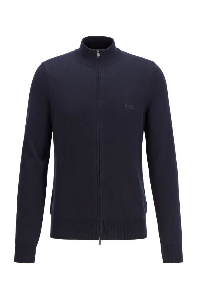 Hugo Boss Zip-through cardigan Mørke Blå | dWHm3cbo