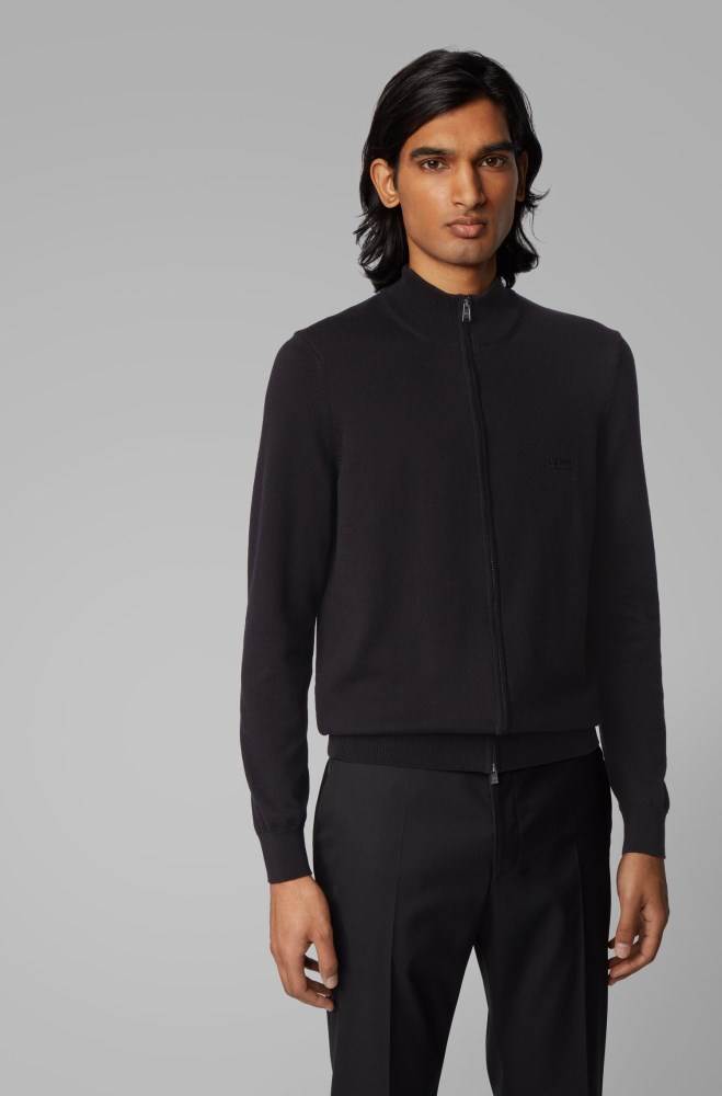 Hugo Boss Zip-through cardigan Svarte | slTe25qS