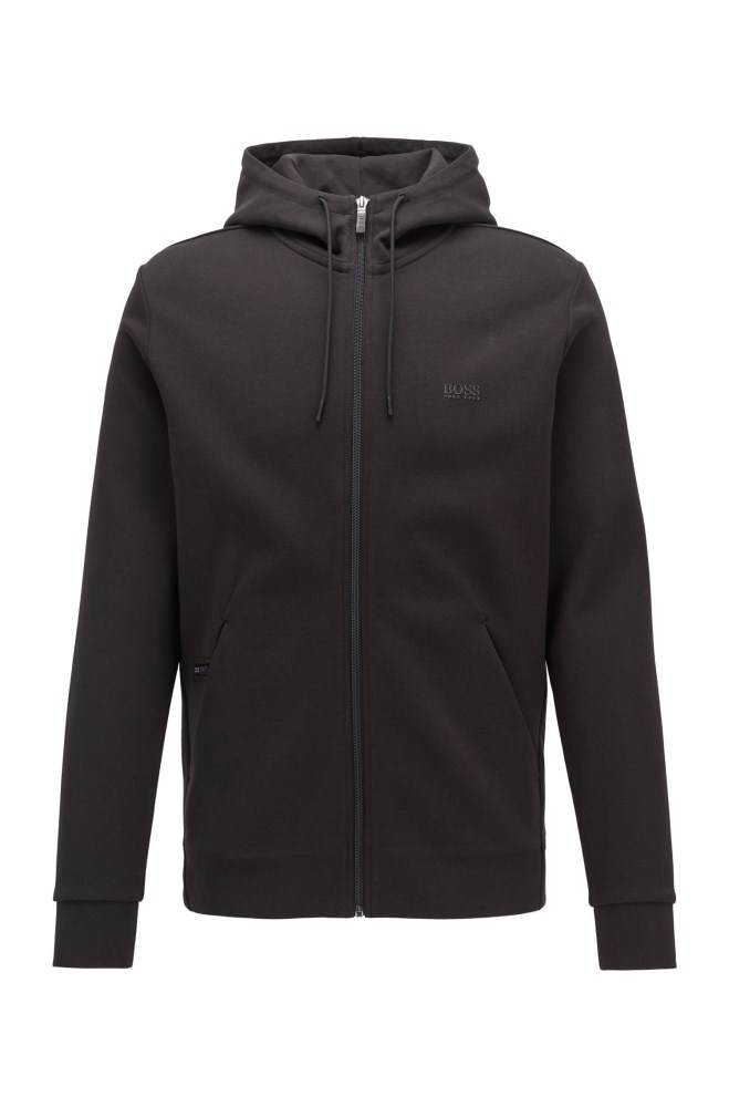 Hugo Boss Zip-through hooded sweatshirt Svarte | 0ba5vLeu