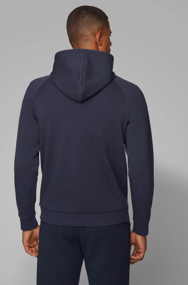 Hugo Boss Zip-through hooded sweatshirt Mørke Blå | 8OHLrLZz