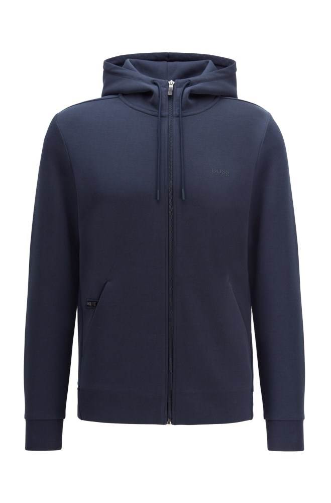 Hugo Boss Zip-through hooded sweatshirt Mørke Blå | 8OHLrLZz