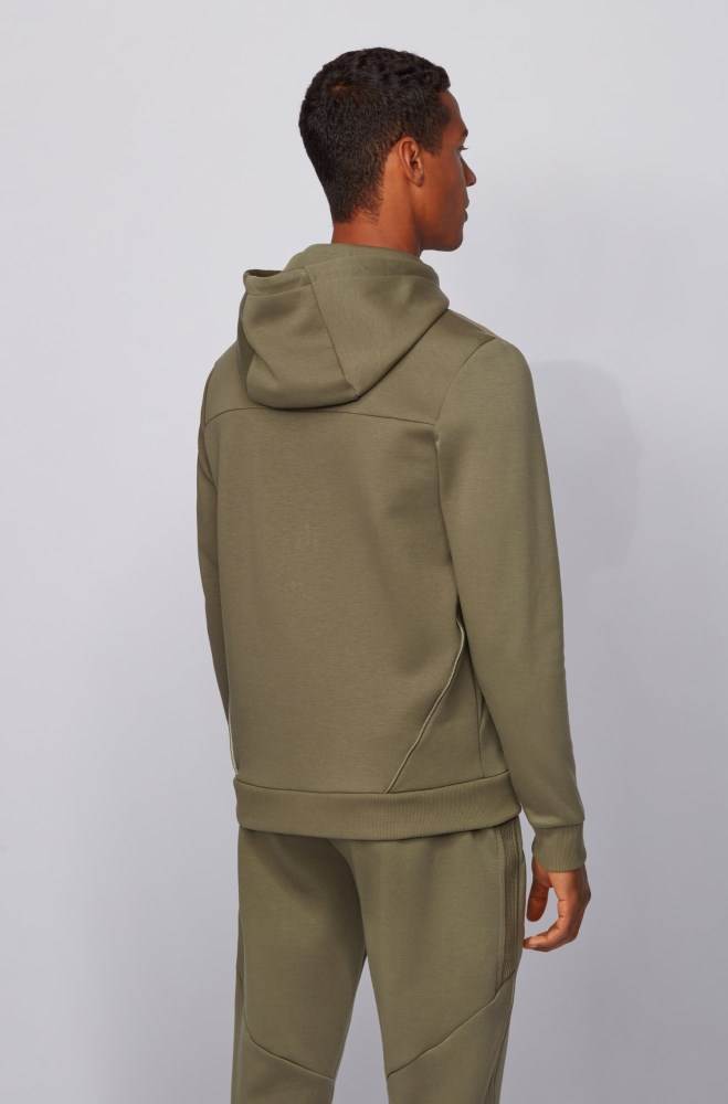 Hugo Boss Zip-through hooded sweatshirt Mørke Grønn | E1EAwGMk