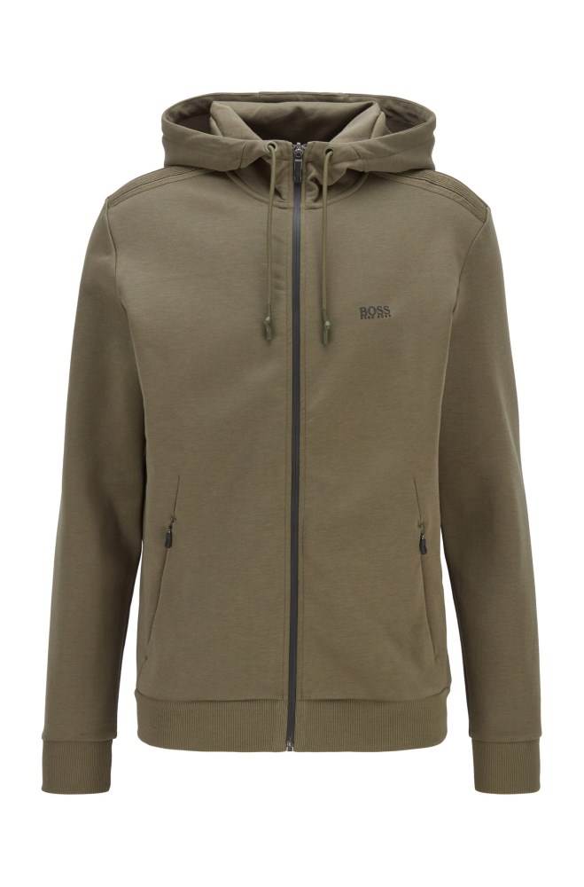 Hugo Boss Zip-through hooded sweatshirt Mørke Grønn | E1EAwGMk