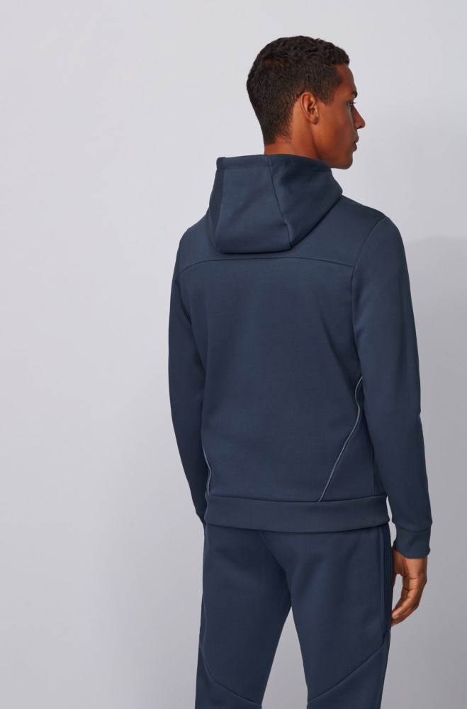 Hugo Boss Zip-through hooded sweatshirt Mørke Blå | qsCBC79F