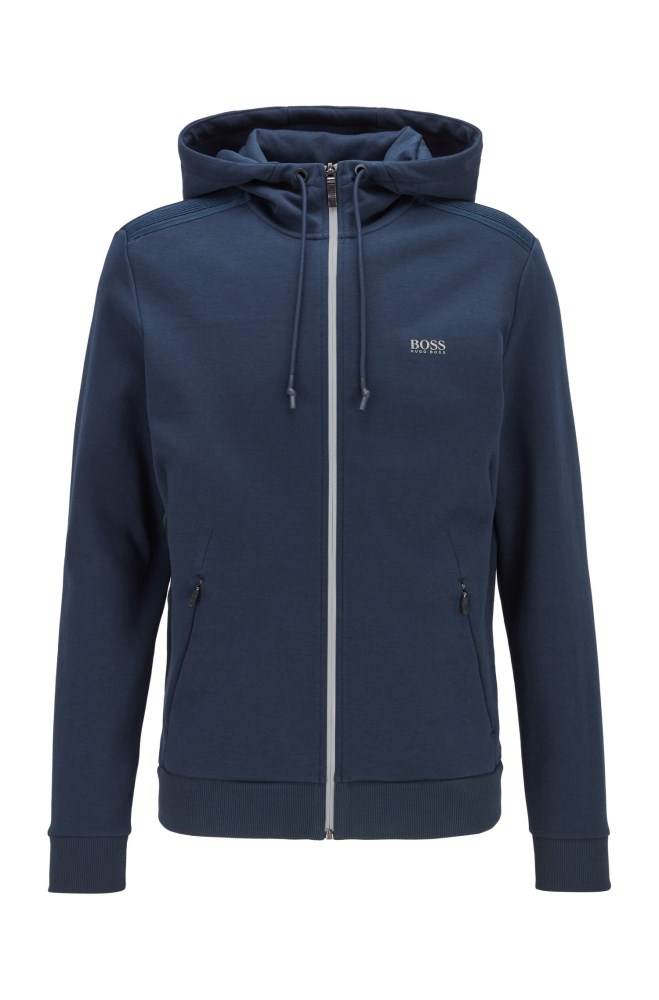 Hugo Boss Zip-through hooded sweatshirt Mørke Blå | qsCBC79F