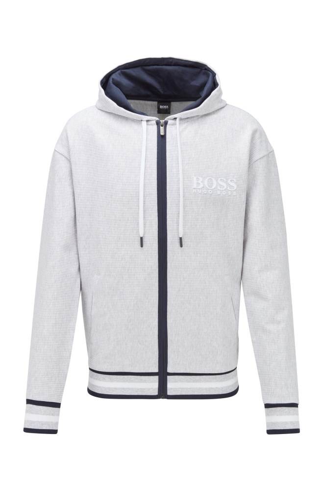 Hugo Boss Zip-through hooded sweatshirt Grå | u5nBQ9rv